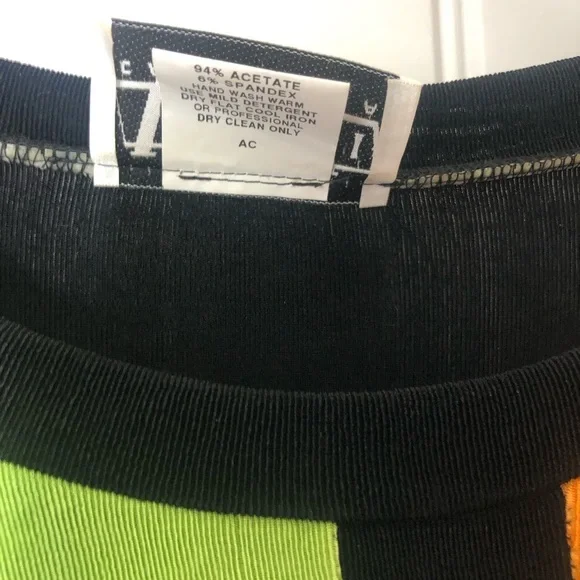 VINTAGE MOD 90’s Y2K Art Deco Geometric Color Blocking Multicolor 3/4 Sleeve Top - Picture 7 of 9